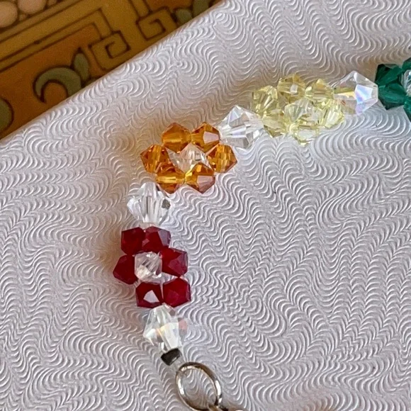 Handmade Swarovski Crystal flower rainbow pride bracelet - Picture 5 of 14